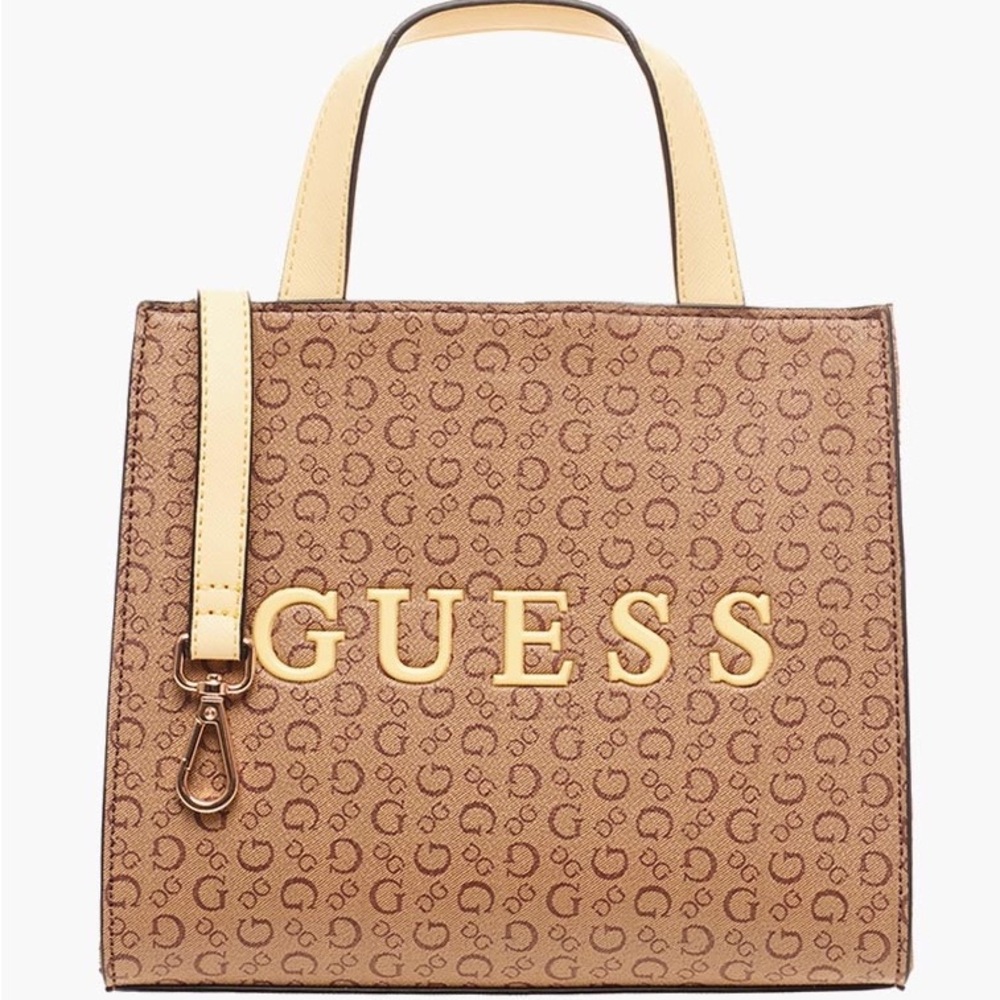 Guess Tan And Yellow Handbag with Shoulder strap